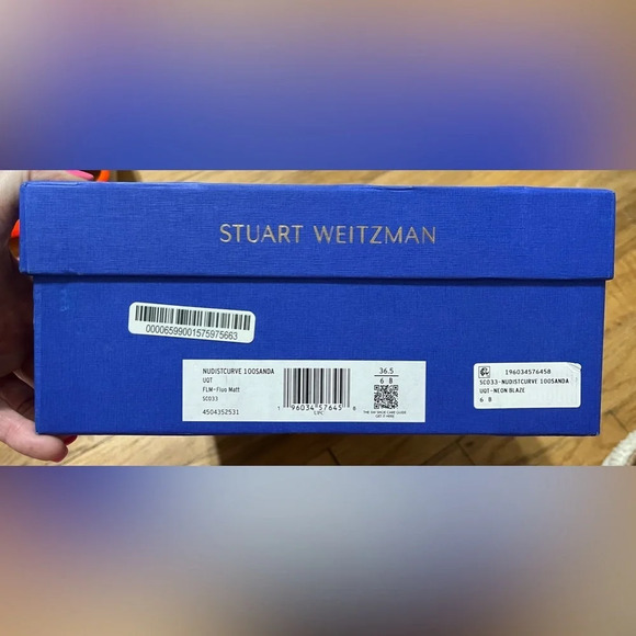 Stuart Weitzman Nudistcurve 100 Sandal in Orange Neon Blaze - Picture 6 of 11